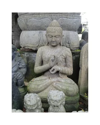 Bouddha de jardin en pierre verte polie H85cm
