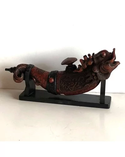 Pipe vietnamienne sculptée en résine poisson 28cm