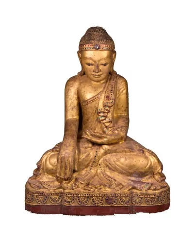 Bouddha birman ancien H54cm position Bhûmisparsha-Mudr?
