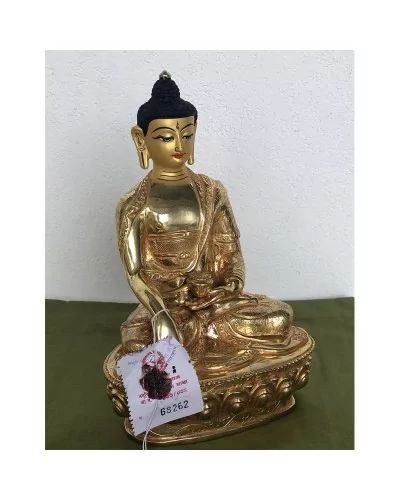 Statue bouddha népalais sculpté et doré à l'or fin