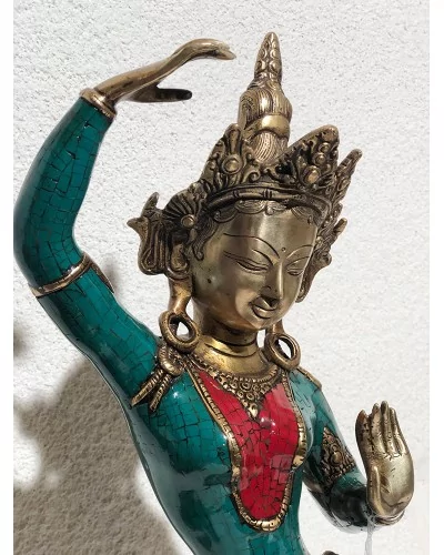 Bouddha bronze peint 55 cm vitarka-mudr?